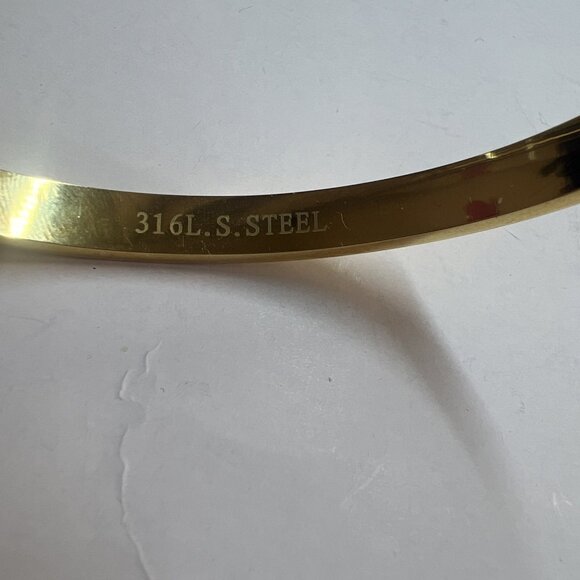 Popular Gold  Tone Hinged Bangle Bracelets,Cuff, Titanium Steel - Picture 5 of 8